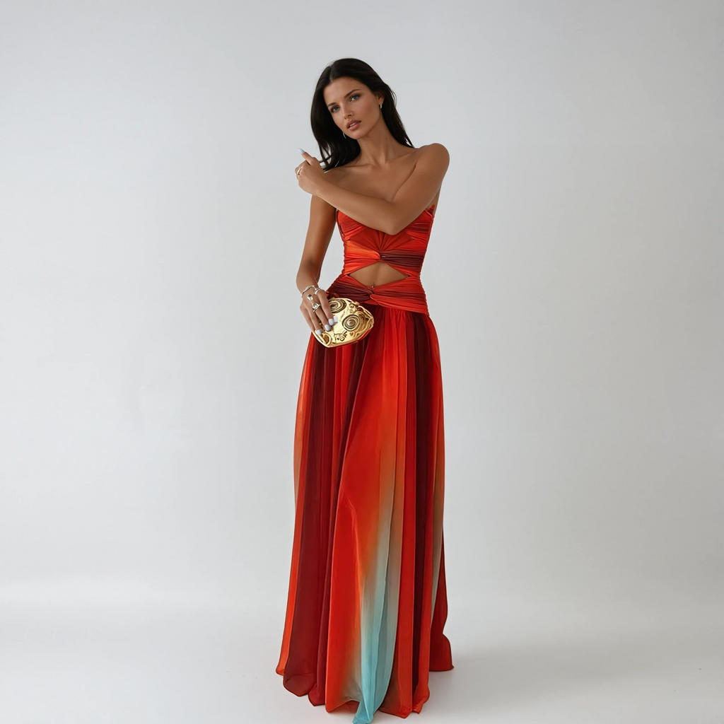 Sloane | Strapless Front Knot A-Line Maxi Dress