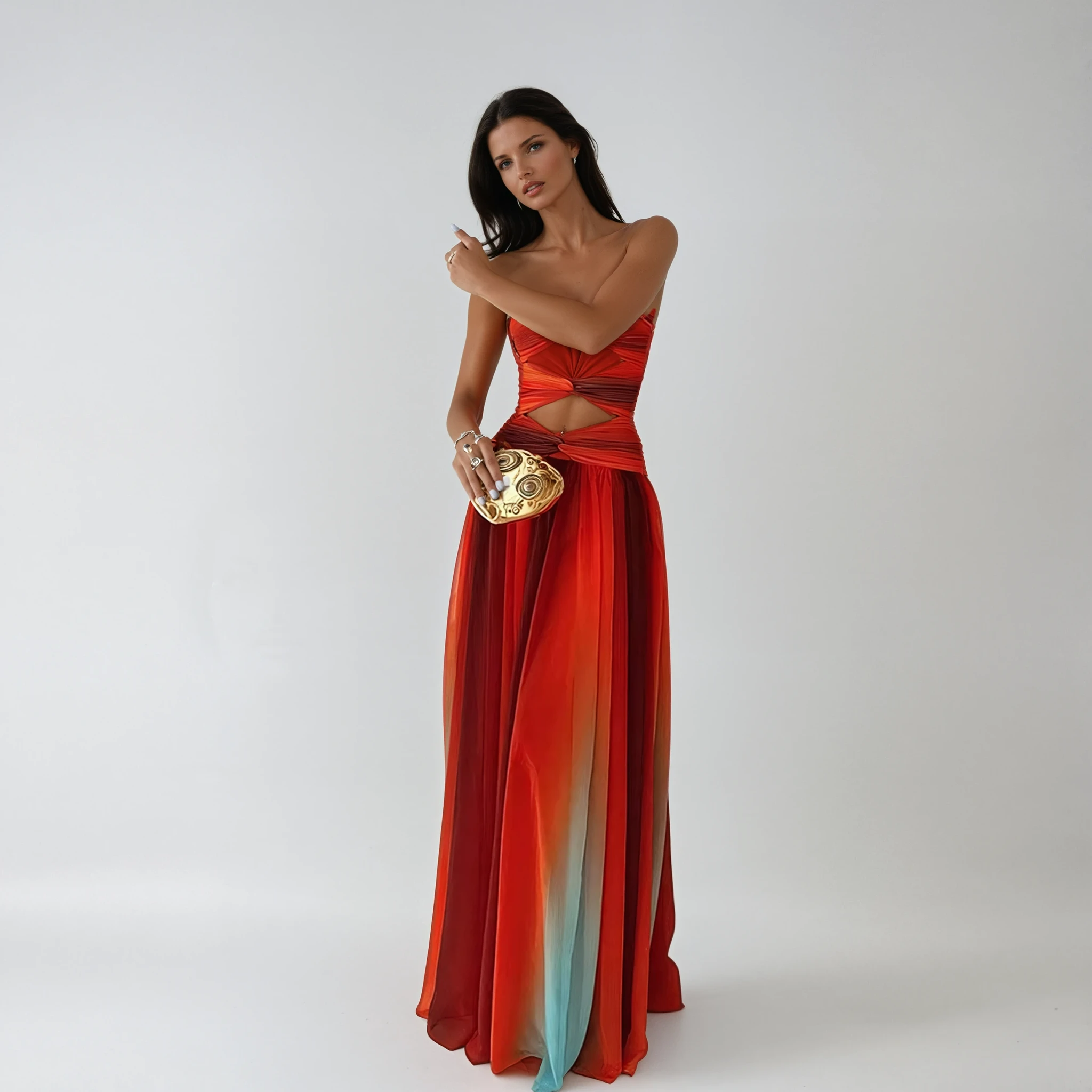 Sloane | Strapless Front Knot A-Line Maxi Dress