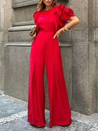 Solange | Loose Fit Short Sleeve Round Neck Jumpsuit
