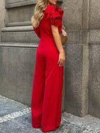 Solange | Loose Fit Short Sleeve Round Neck Jumpsuit