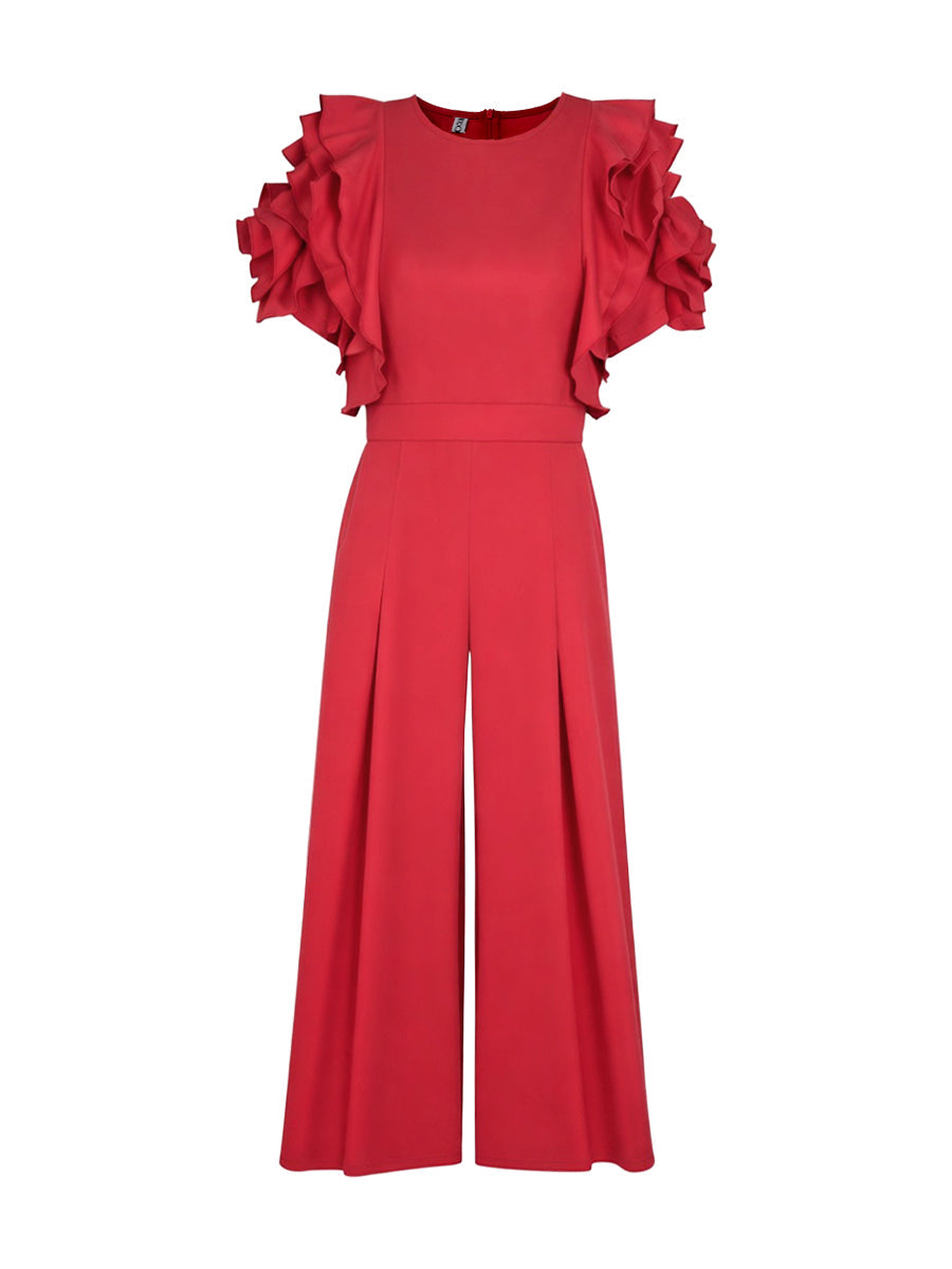 Solange | Loose Fit Short Sleeve Round Neck Jumpsuit