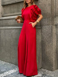 Solange | Loose Fit Short Sleeve Round Neck Jumpsuit