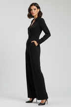 Soleil | Collared Wide-Leg Tailored Jumpsuit