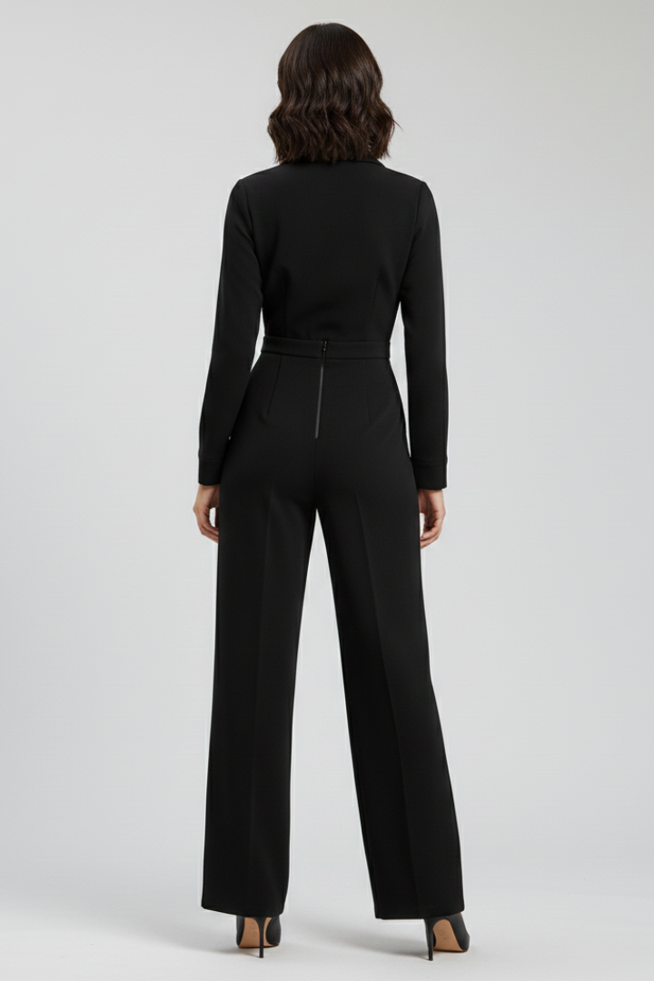 Soleil | Collared Wide-Leg Tailored Jumpsuit
