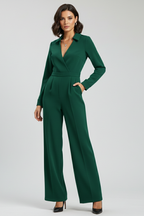 Soleil | Collared Wide-Leg Tailored Jumpsuit