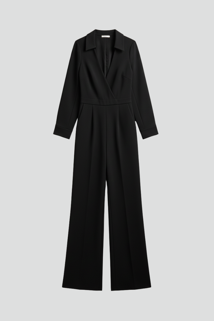 Soleil | Collared Wide-Leg Tailored Jumpsuit