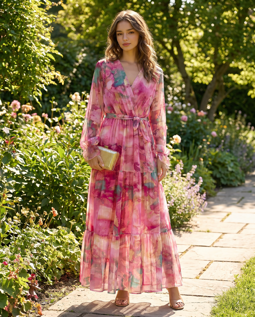 Sonia | Wrap Fit Long Sleeve Maxi Dress