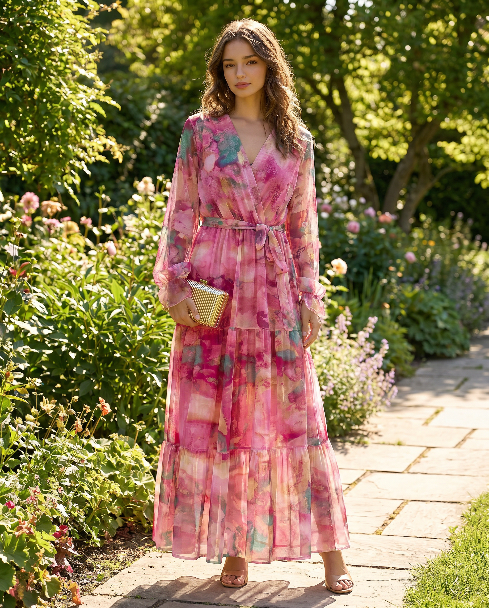 Sonia | Wrap Fit Long Sleeve Maxi Dress
