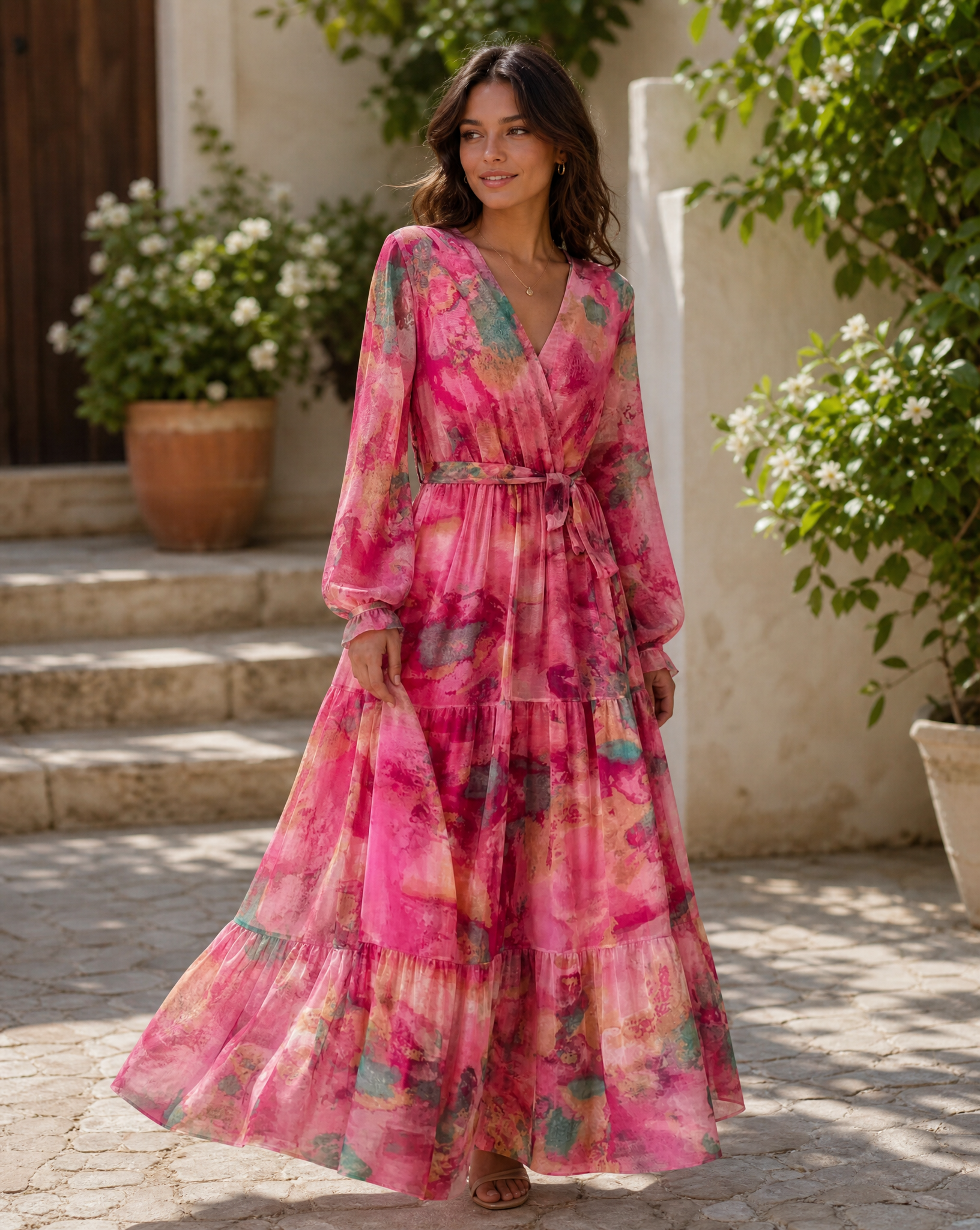 Sonia | Wrap Fit Long Sleeve Maxi Dress