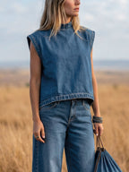 Stevie | Loose Fit High-Waisted Mock Neck Suit Set