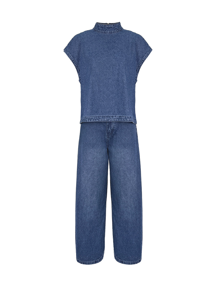 Stevie | Loose Fit High-Waisted Mock Neck Suit Set
