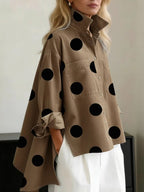 Tatum | Loose Fit High-Low Buttoned Polka Dot Blouse