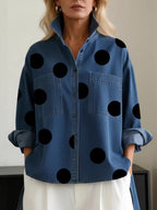 Tatum | Loose Fit High-Low Buttoned Polka Dot Blouse