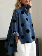 Tatum | Loose Fit High-Low Buttoned Polka Dot Blouse