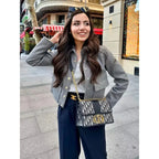 Theodora | Cropped Button-Front Bomber Jacket