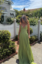Tilly | Fitted Corset Pleated Maxi Dress