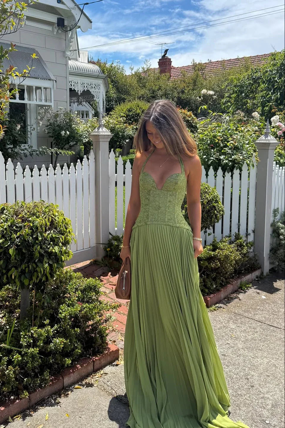 Tilly | Fitted Corset Pleated Maxi Dress