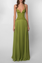 Tilly | Fitted Corset Pleated Maxi Dress