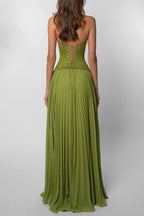Tilly | Fitted Corset Pleated Maxi Dress