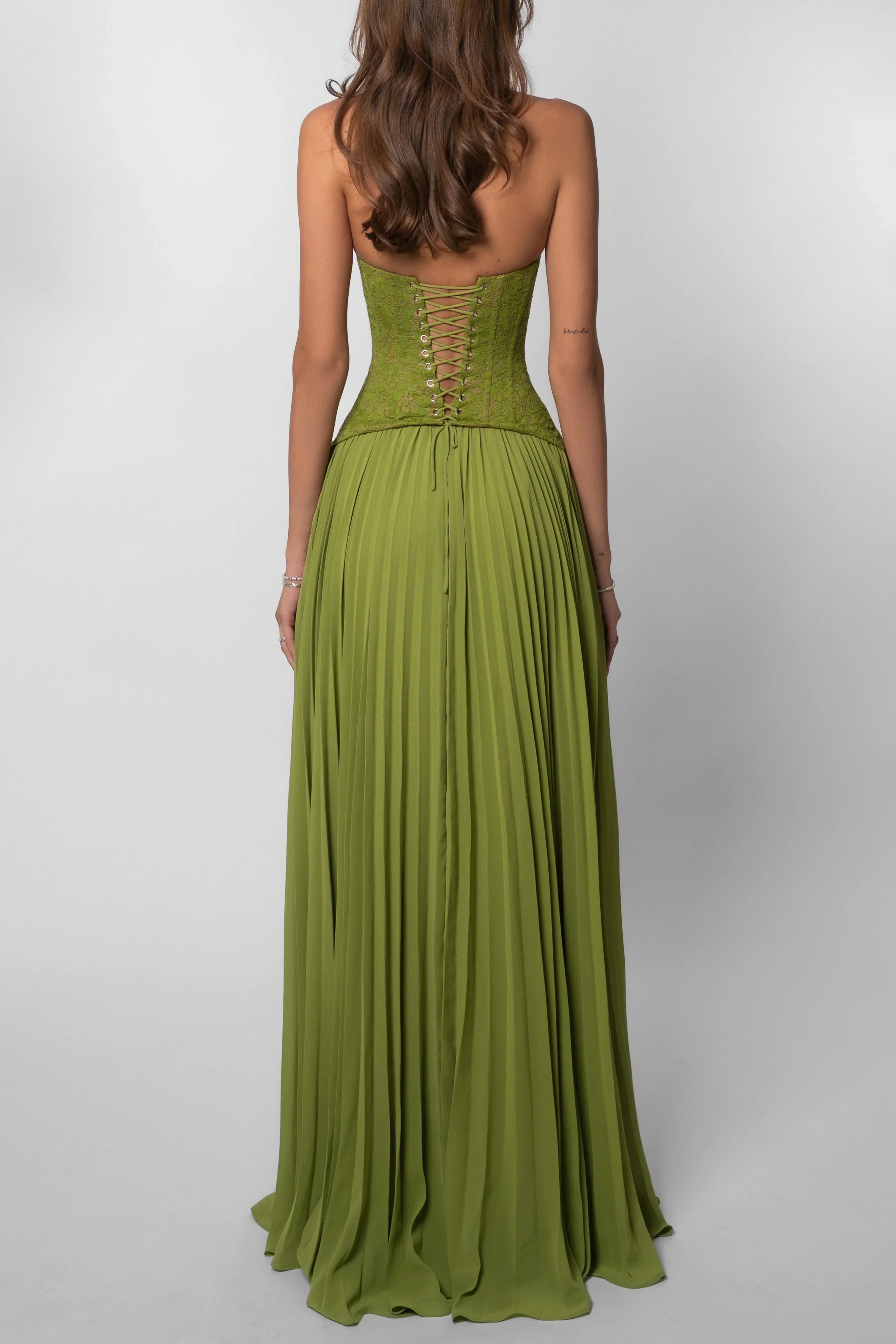 Tilly | Fitted Corset Pleated Maxi Dress