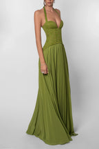Tilly | Fitted Corset Pleated Maxi Dress