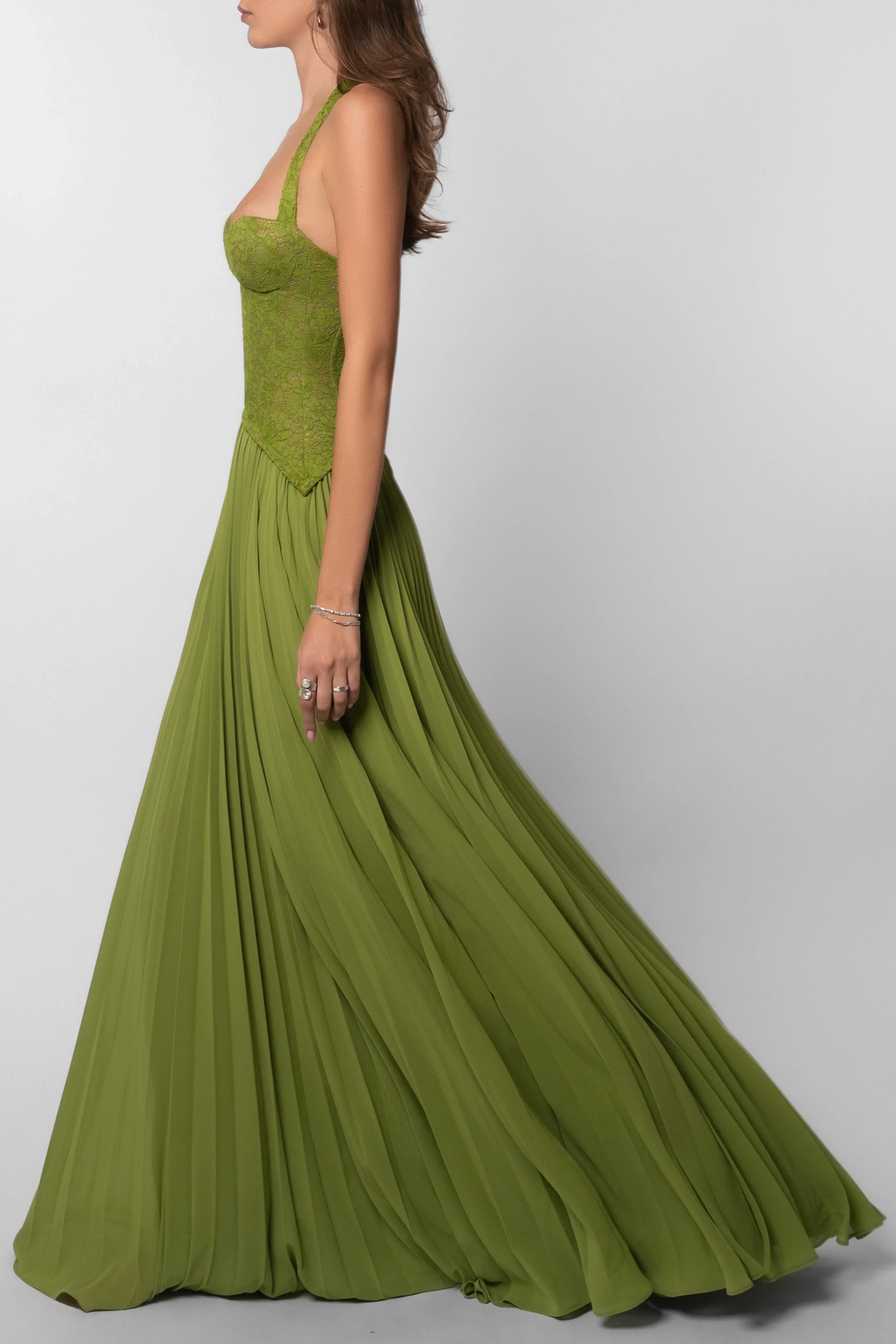 Tilly | Fitted Corset Pleated Maxi Dress