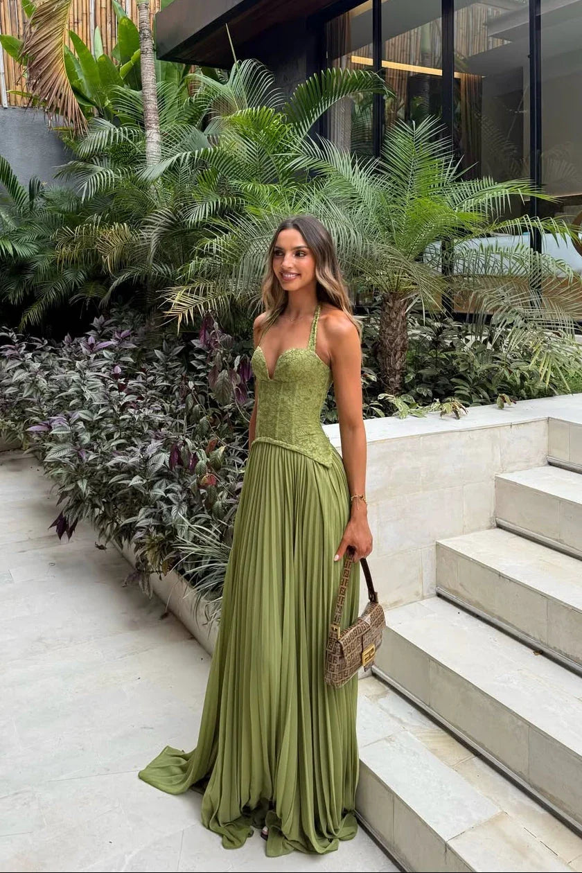 Tilly | Fitted Corset Pleated Maxi Dress