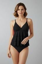 Trudy | V-Neck Tiered Ruffle Tankini Set