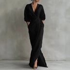 Valeria | Sculpted Fit Maxi Wrap V-Neck Long Sleeve Dress