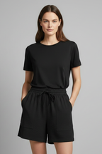 Violet | Relaxed Fit Elastic Waist Drawstring Shorts