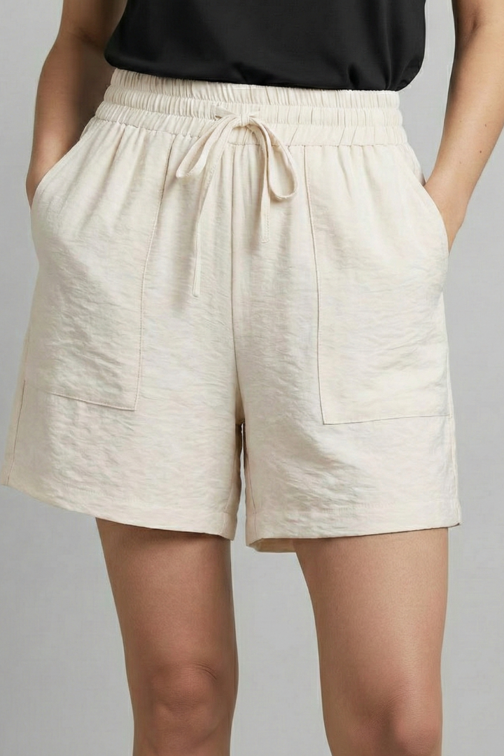 Violet | Relaxed Fit Elastic Waist Drawstring Shorts