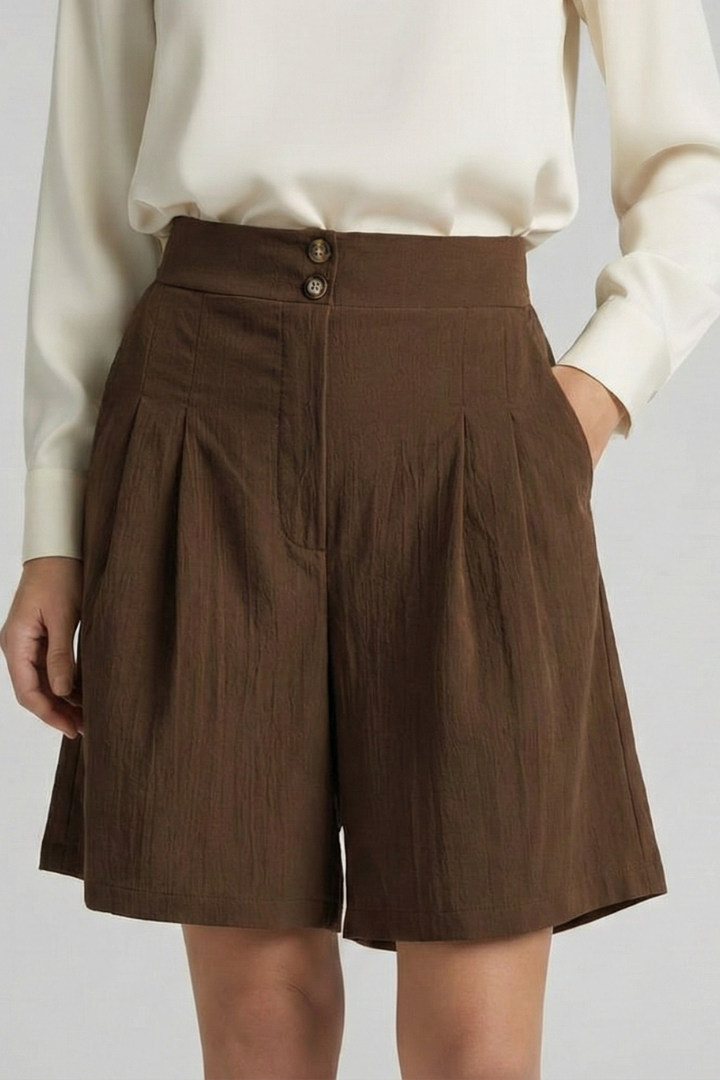 Virginia | High Waist Pleated Tailored Shorts