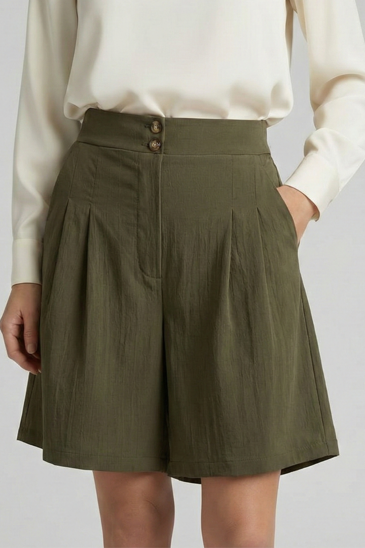 Virginia | High Waist Pleated Tailored Shorts