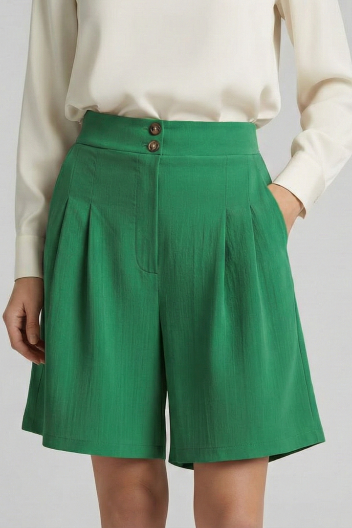 Virginia | High Waist Pleated Tailored Shorts