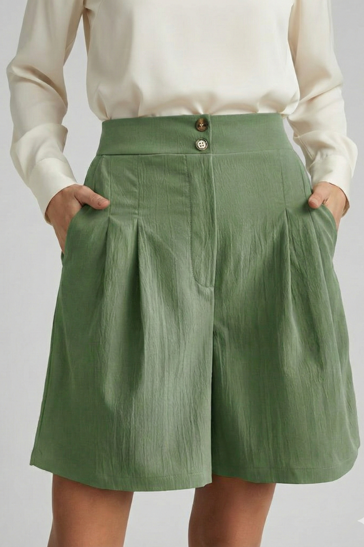 Virginia | High Waist Pleated Tailored Shorts