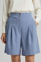 Virginia | High Waist Pleated Tailored Shorts