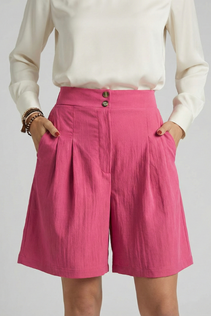 Virginia | High Waist Pleated Tailored Shorts