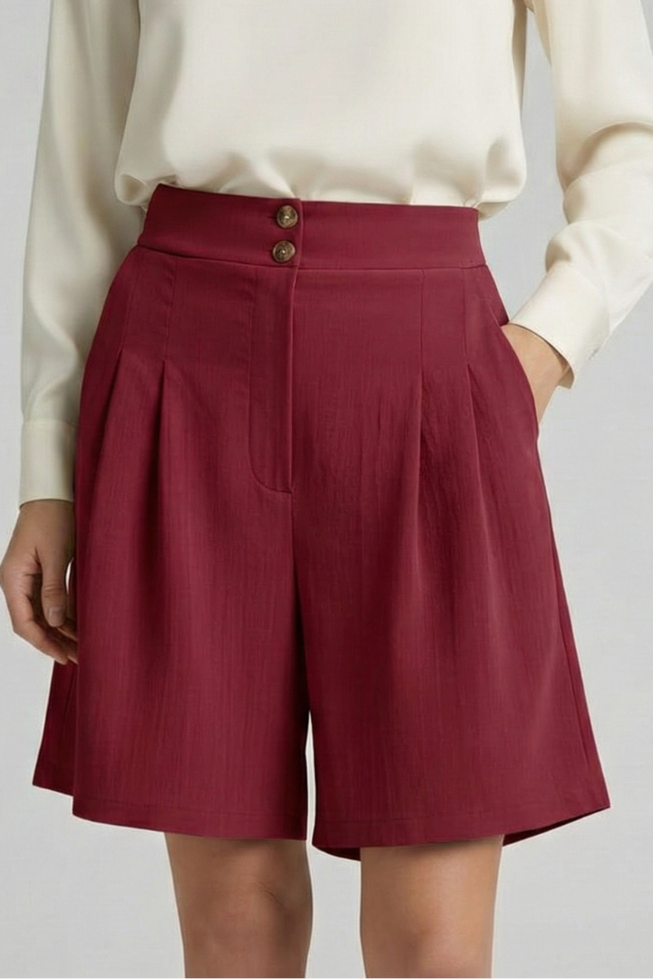 Virginia | High Waist Pleated Tailored Shorts