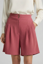 Virginia | High Waist Pleated Tailored Shorts