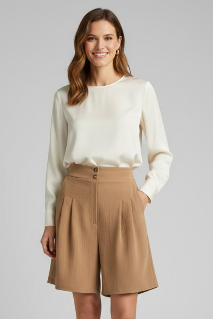 Virginia | High Waist Pleated Tailored Shorts