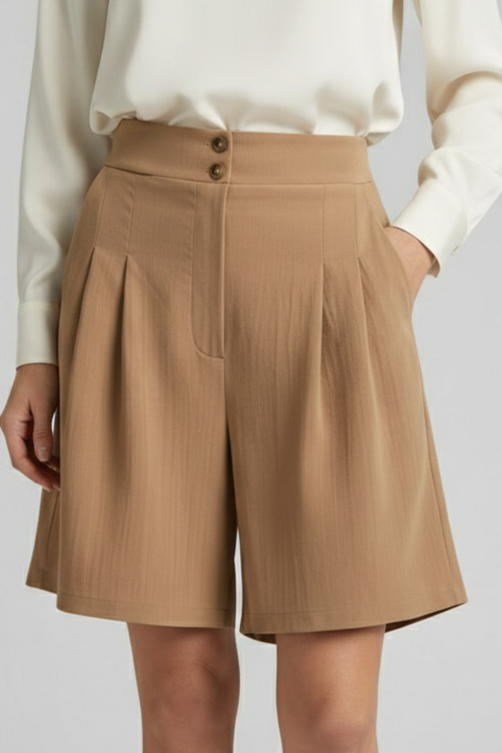 Virginia | High Waist Pleated Tailored Shorts