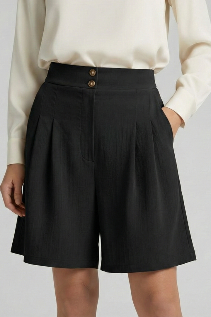 Virginia | High Waist Pleated Tailored Shorts