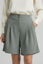 Virginia | High Waist Pleated Tailored Shorts