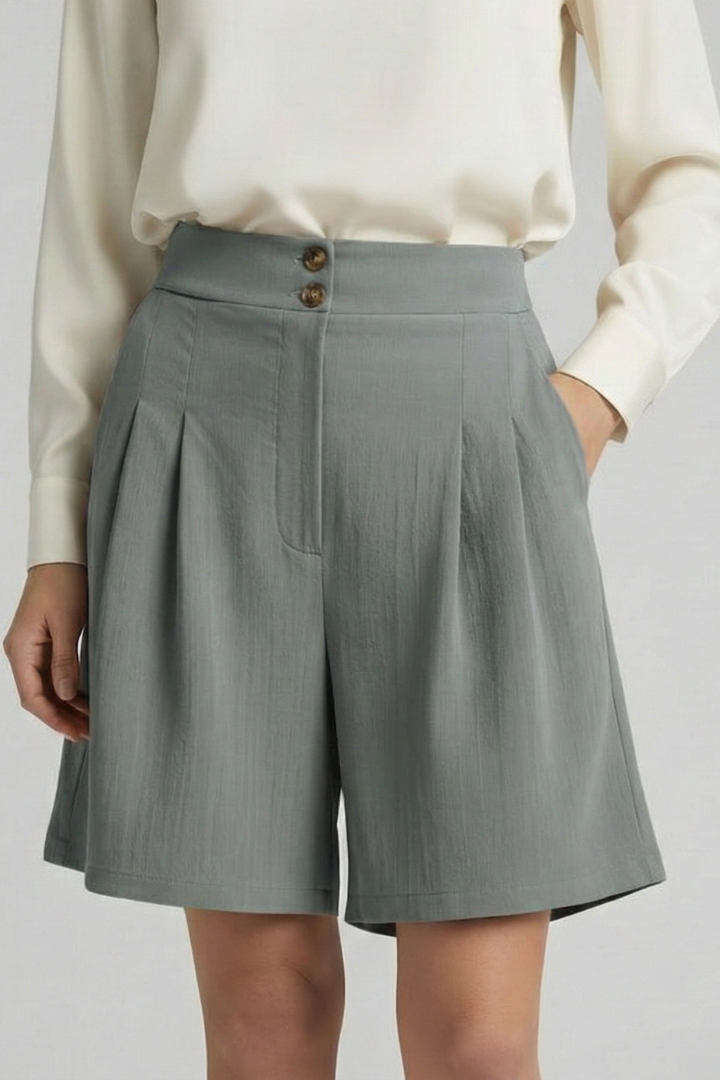 Virginia | High Waist Pleated Tailored Shorts