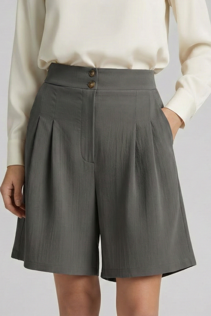 Virginia | High Waist Pleated Tailored Shorts