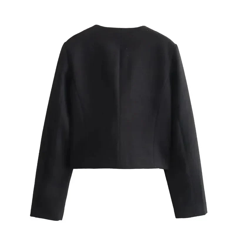 Vivienne | Cropped Tailored Button-Front Bomber Jacket