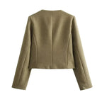 Vivienne | Cropped Tailored Button-Front Bomber Jacket