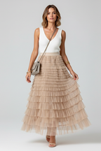 Willa | Layered Fit Tulle Midi Skirt