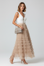 Willa | Layered Fit Tulle Midi Skirt