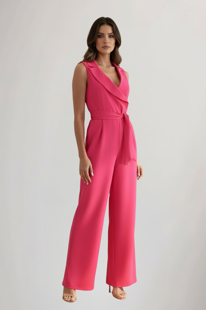 Yasmin | Sleeveless V-Neck Tie-Waist Jumpsuit